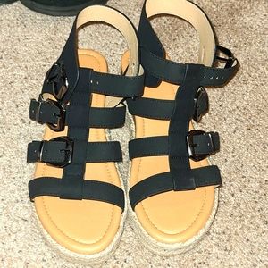 Black wedge sandal